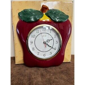 Vintage ACK  Apple Themed Hand Crafted In China  Quartz Clock (Battery)